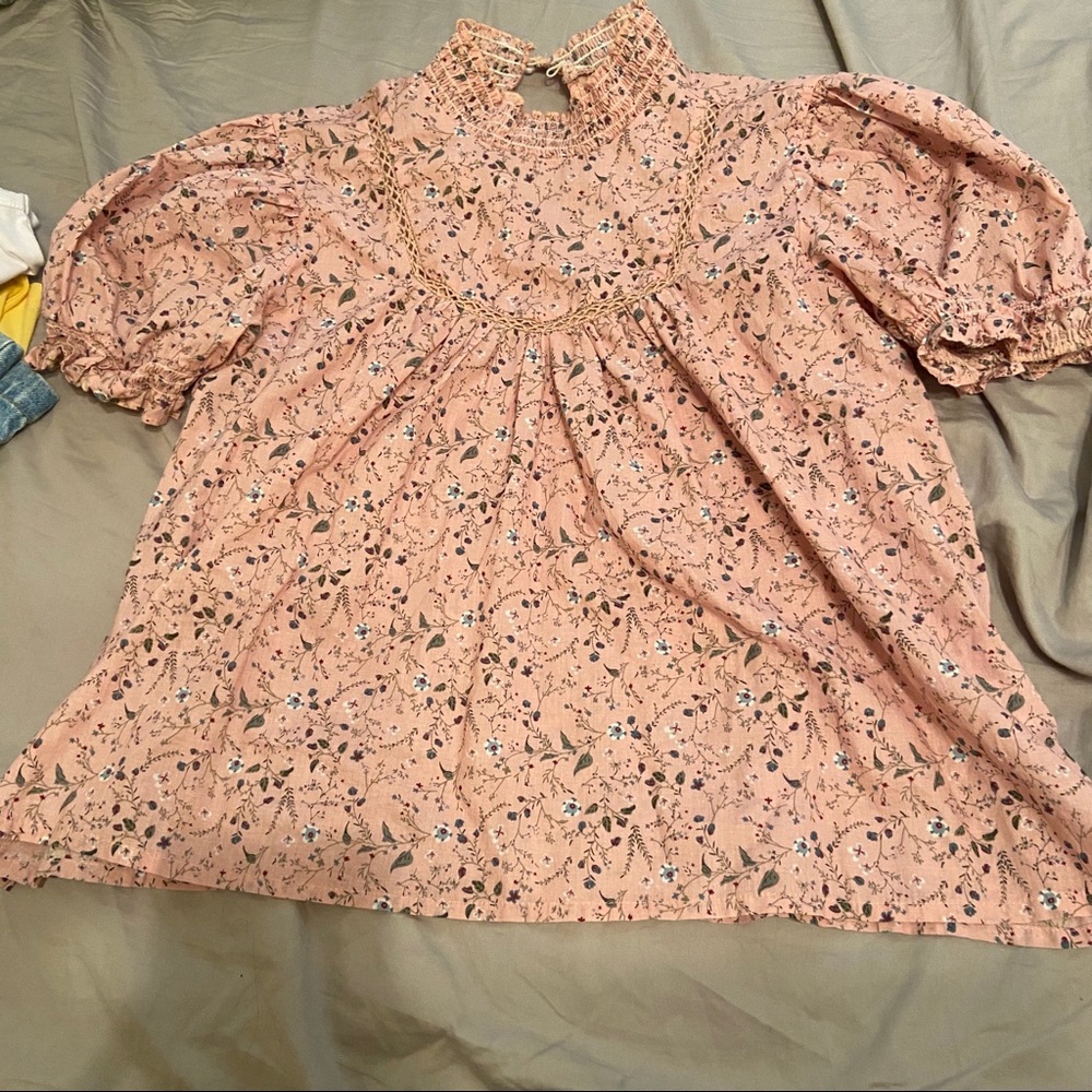 Pink floral blouse